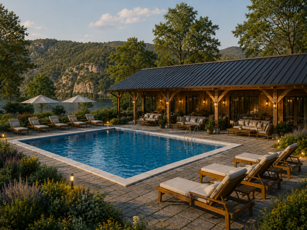 Bazen i prostor za odmor u turističkom kamp naselju Boljetinska dolina
